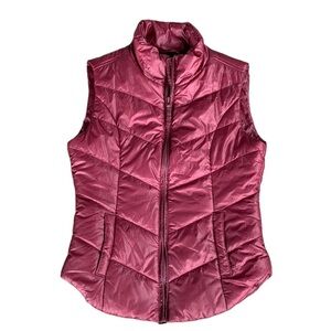 AEROPOSTALE Women’s Vest Burgundy Pink Puffer Quilted Jacket EUC Size XS